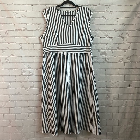 SHEIN CURVE Striped Gray and White   Sleeveless Dress 2XL - Picture 1 of 6